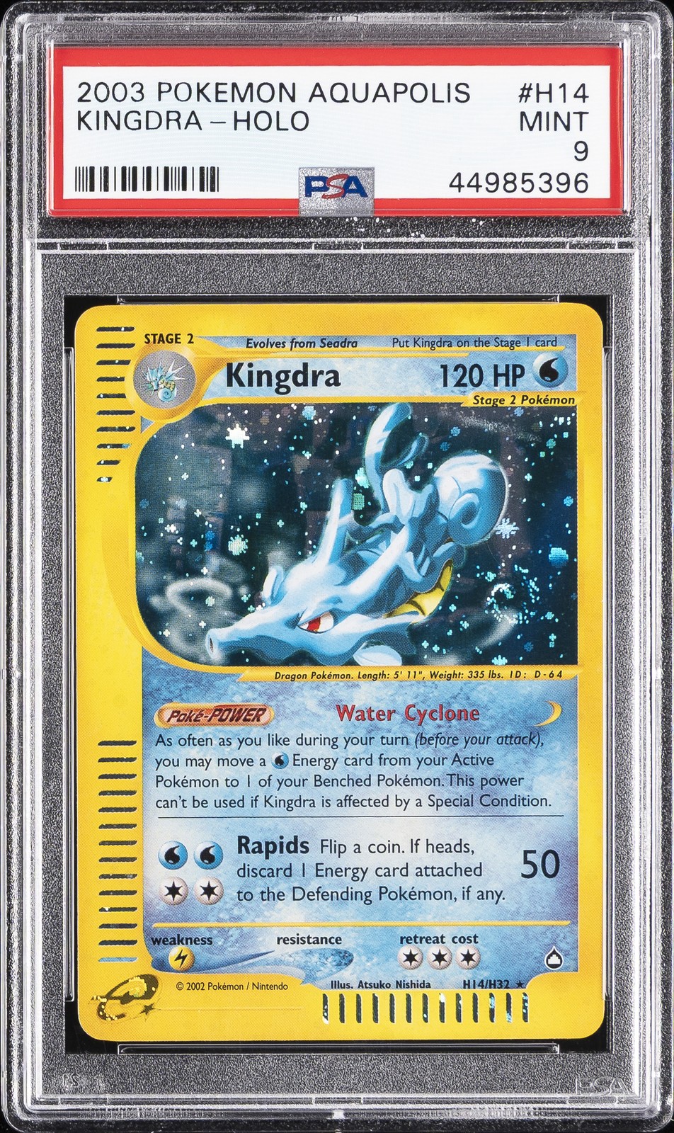 2003 POKEMON AQUAPOLIS #H14 KINGDRA-HOLO PSA 9