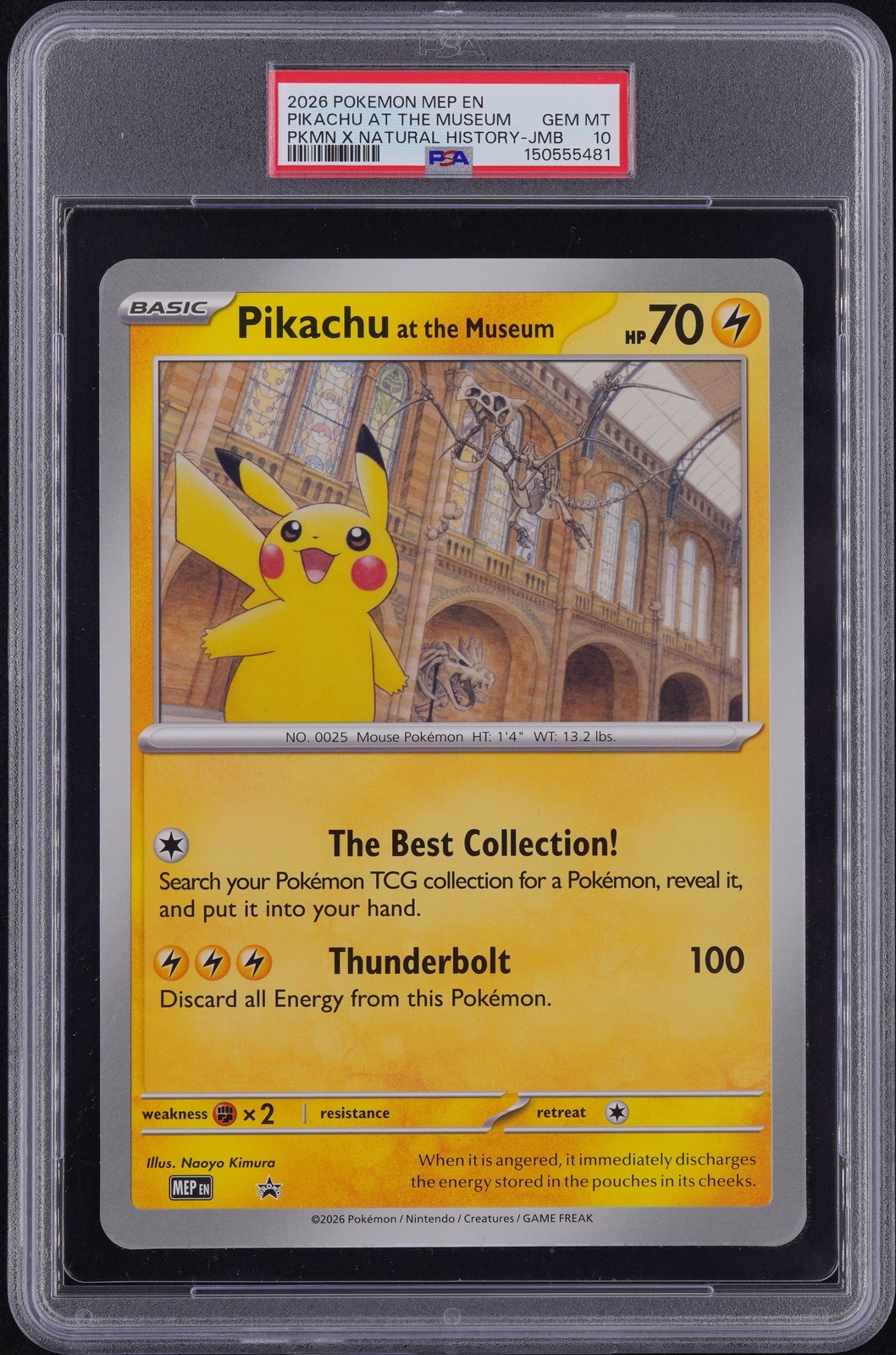 2026 POKEMON MEP EN-ME BLACK STAR PROMO PIKACHU AT THE MUSEUM PSA 10
