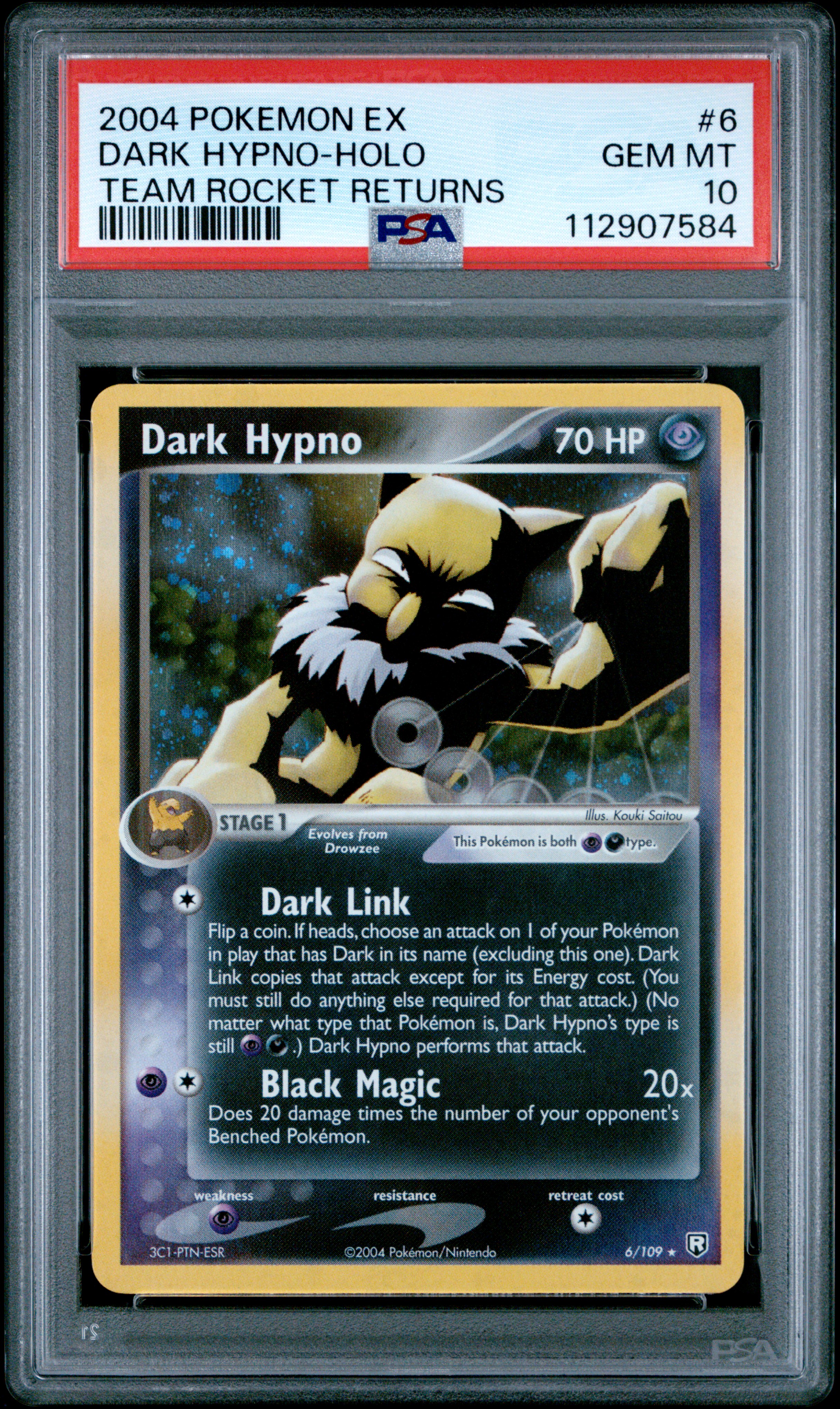2004 POKEMON EX TEAM ROCKET RETURNS #6 DARK HYPNO-HOLO PSA 10