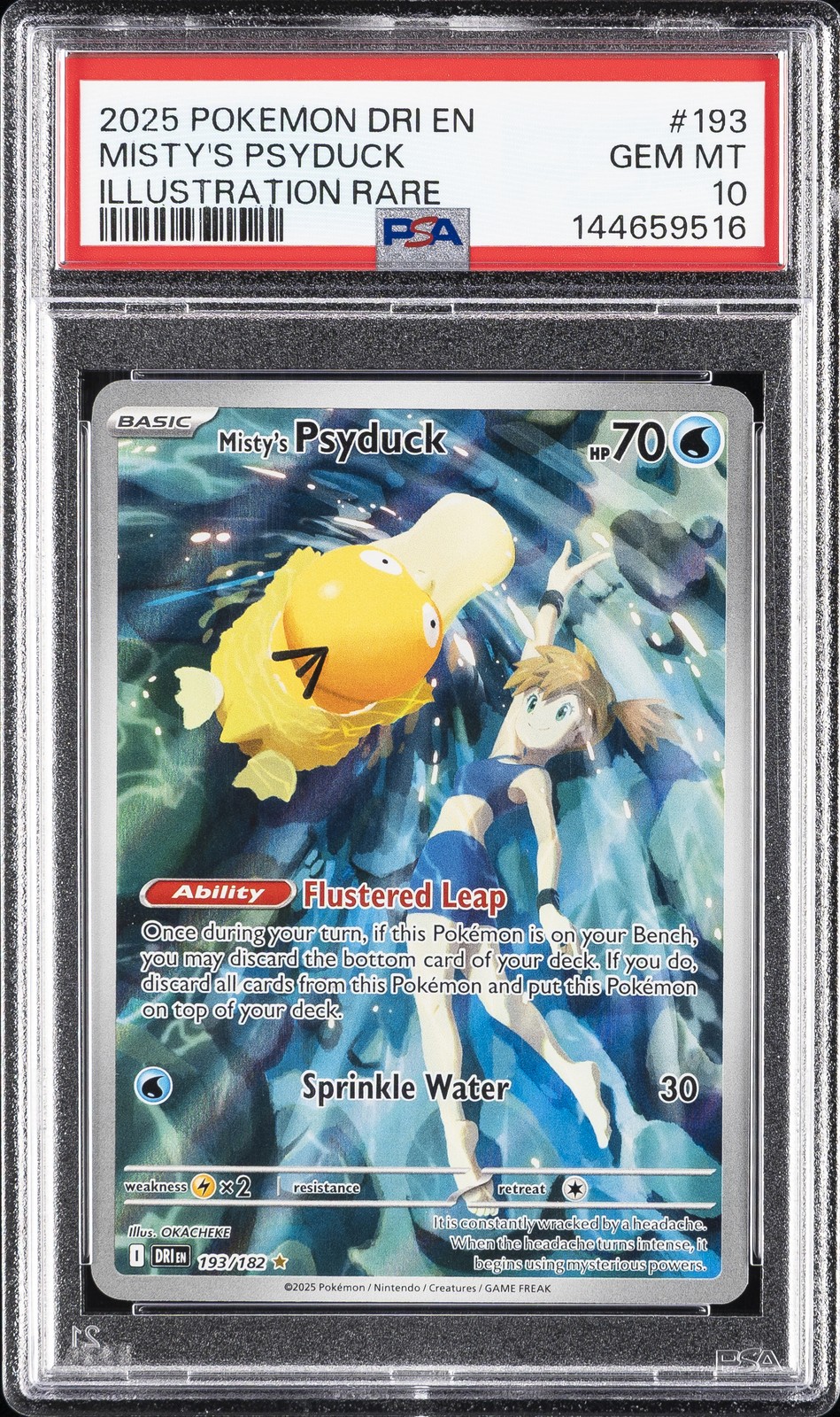 2025 Pokemon Dri En-Destined Rivals Illustration Rare Misty's Psyduck PSA 10