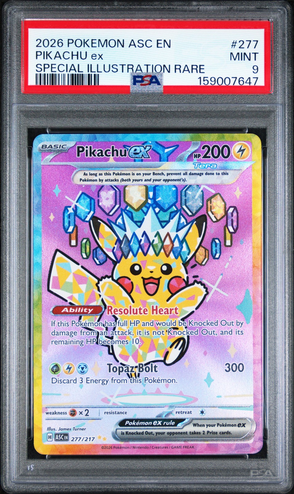2026 Pokemon Asc En-Ascended Heroes Special Illustration Rare Pikachu EX PSA 9