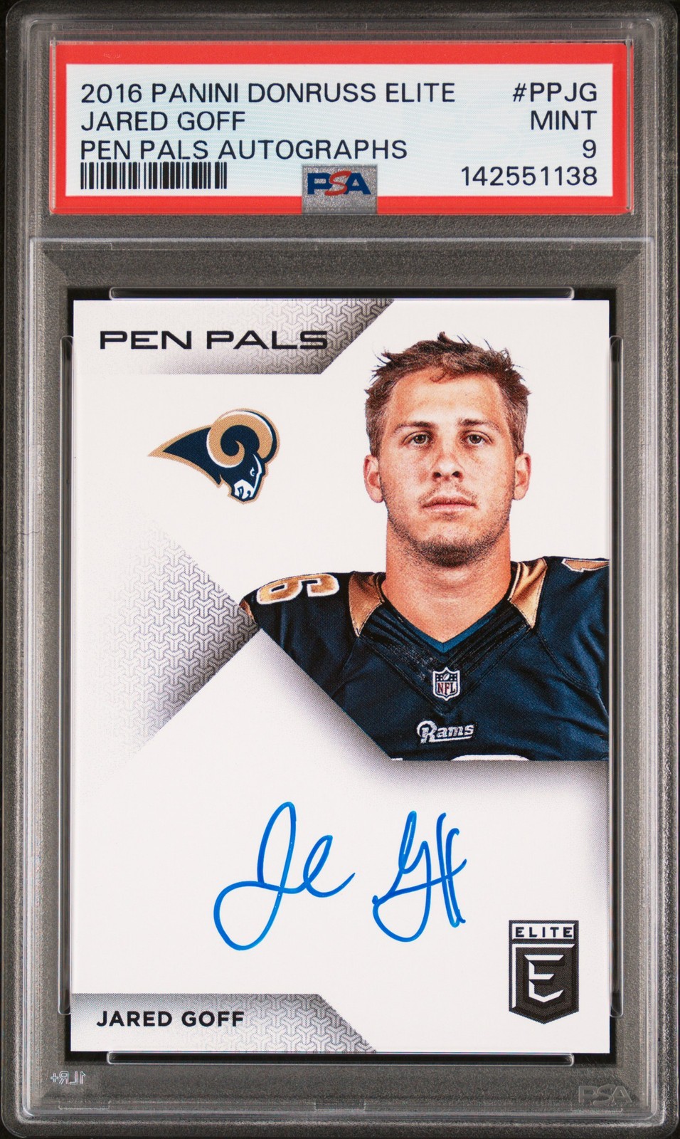 2016 Panini Donruss Elite Pen Pals Autos #PPJG Jared Goff PSA 9 Auto