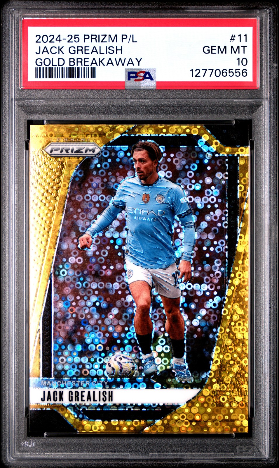 2024-25 Panini Prizm Premier League Gold Breakaway Jack Grealish 10/10 PSA 10