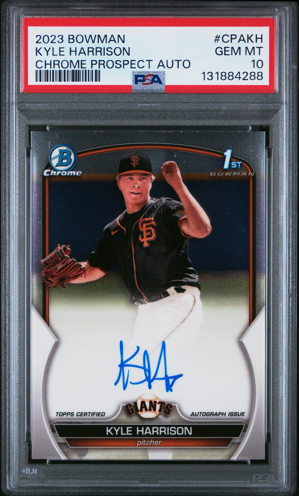 2023 Bowman Chrome Prospect Autos #CPAKH Kyle Harrison PSA 10 Auto