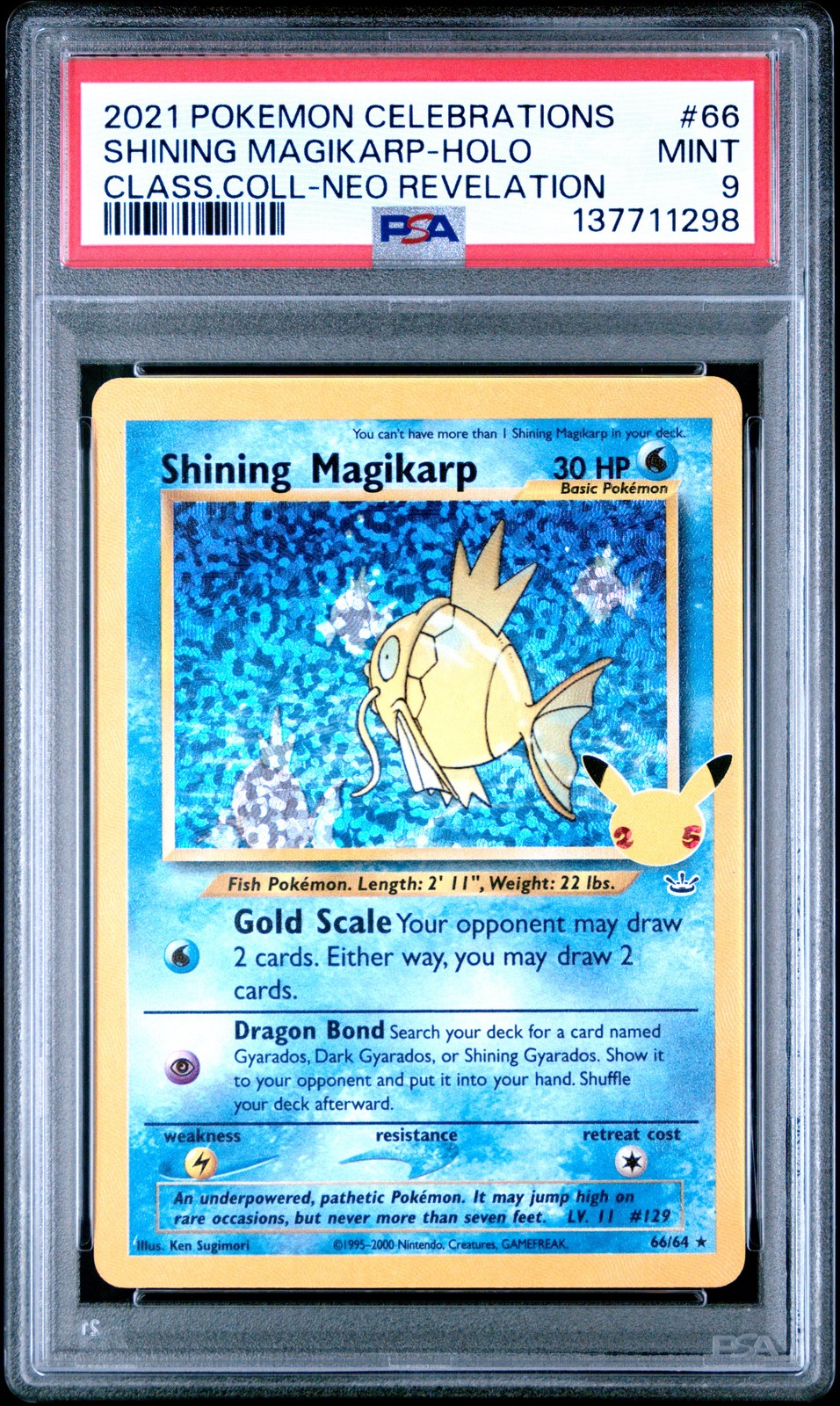 2021 Pokemon Celebrations Classic Collection #66 Shining Magikarp-Holo PSA 9