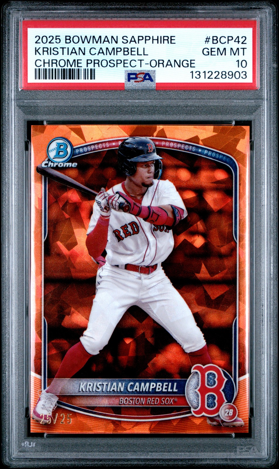 2025 Bowman Sapphire Edition Chrome Prospects Kristian Campbell 25/25 PSA 10