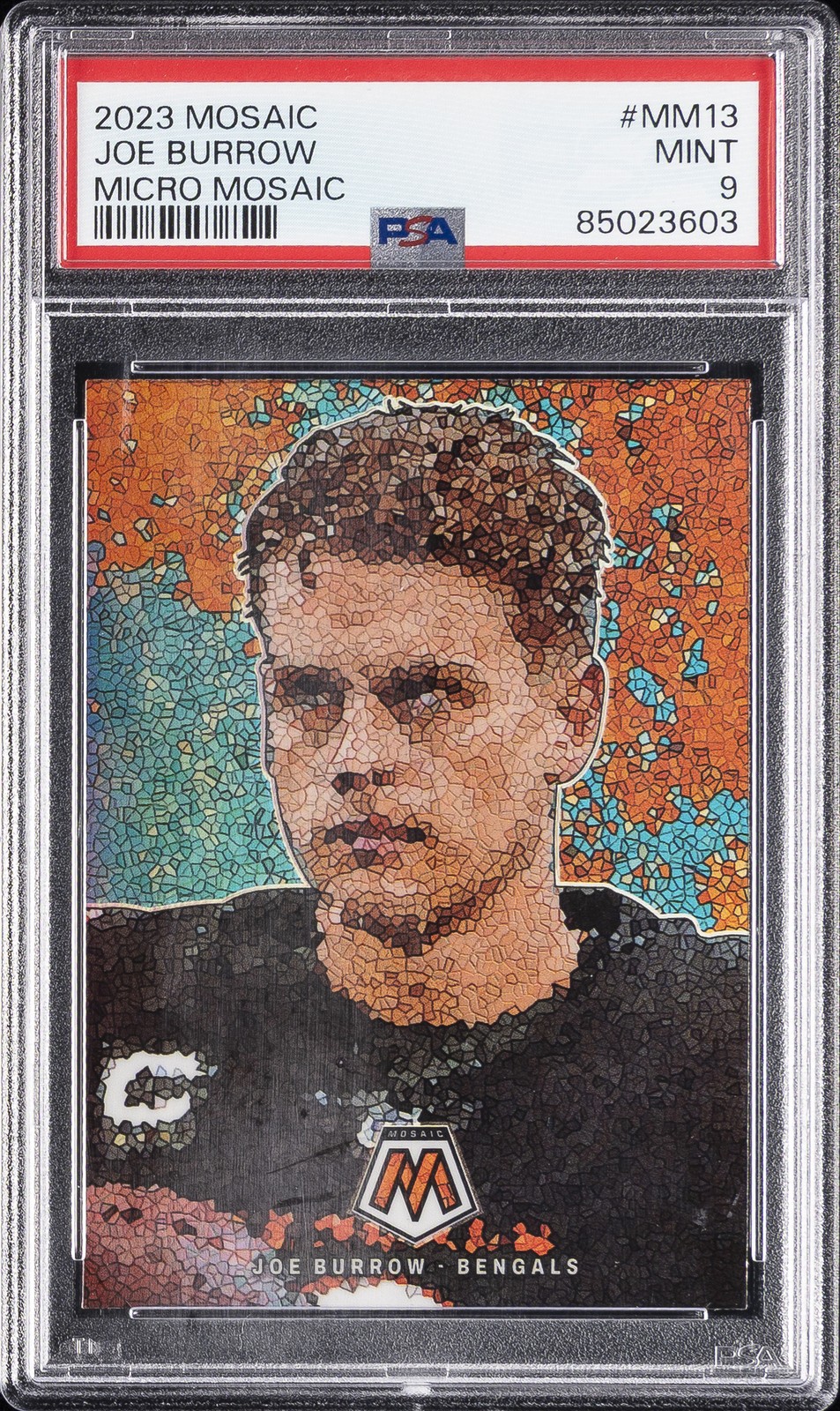 2023 Panini Mosaic Micro Mosaic #MM13 Joe Burrow PSA 9