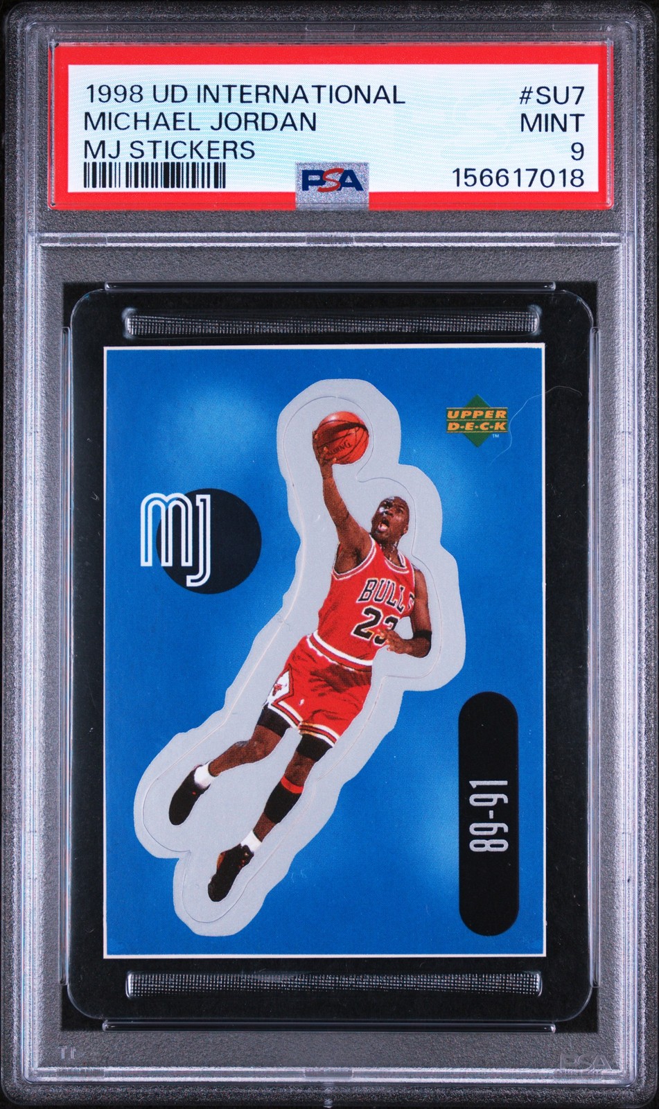 1998 UD International Mj Stickers #SU7 Michael Jordan PSA 9