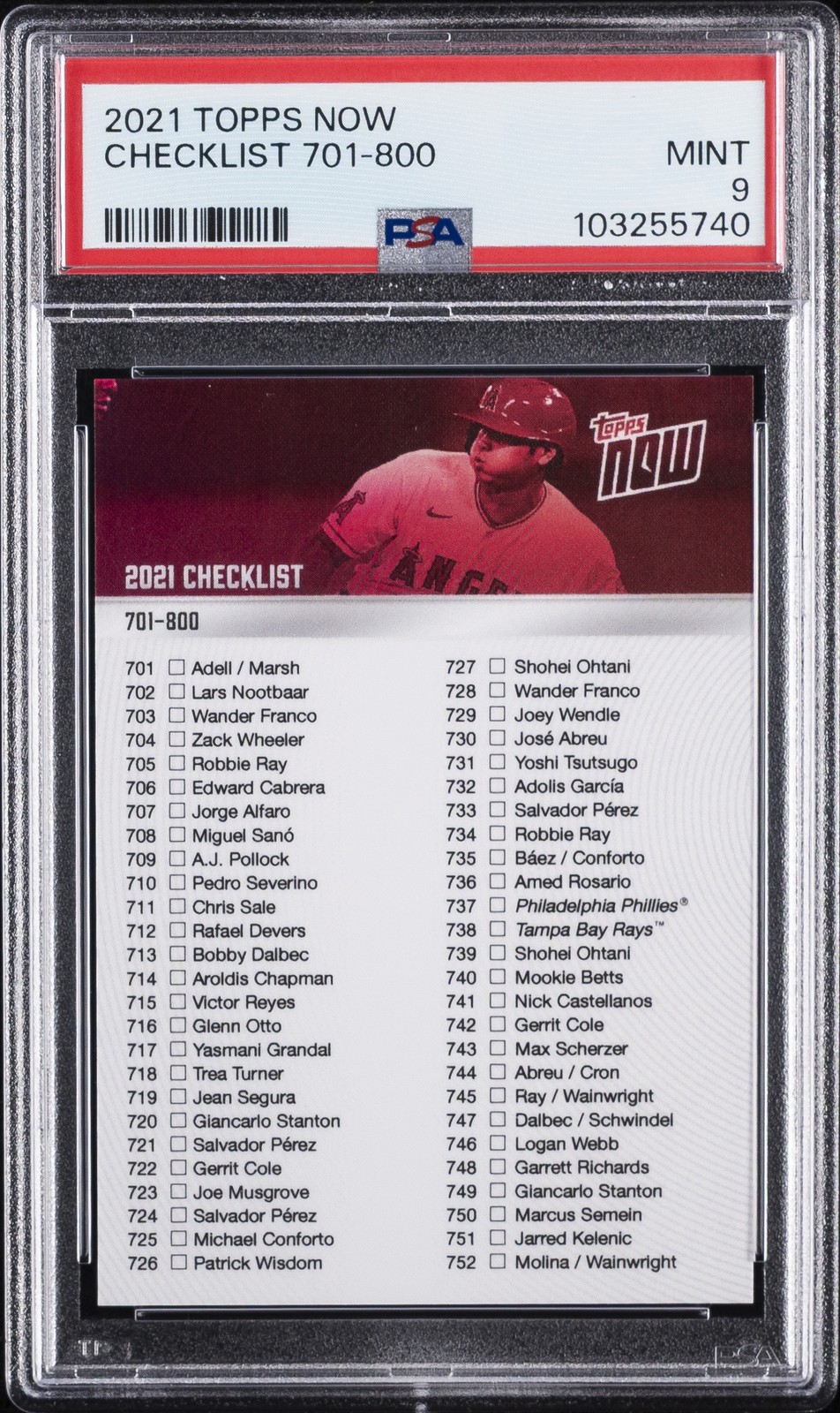 2021 Topps Now Checklist 701-800 PSA 9