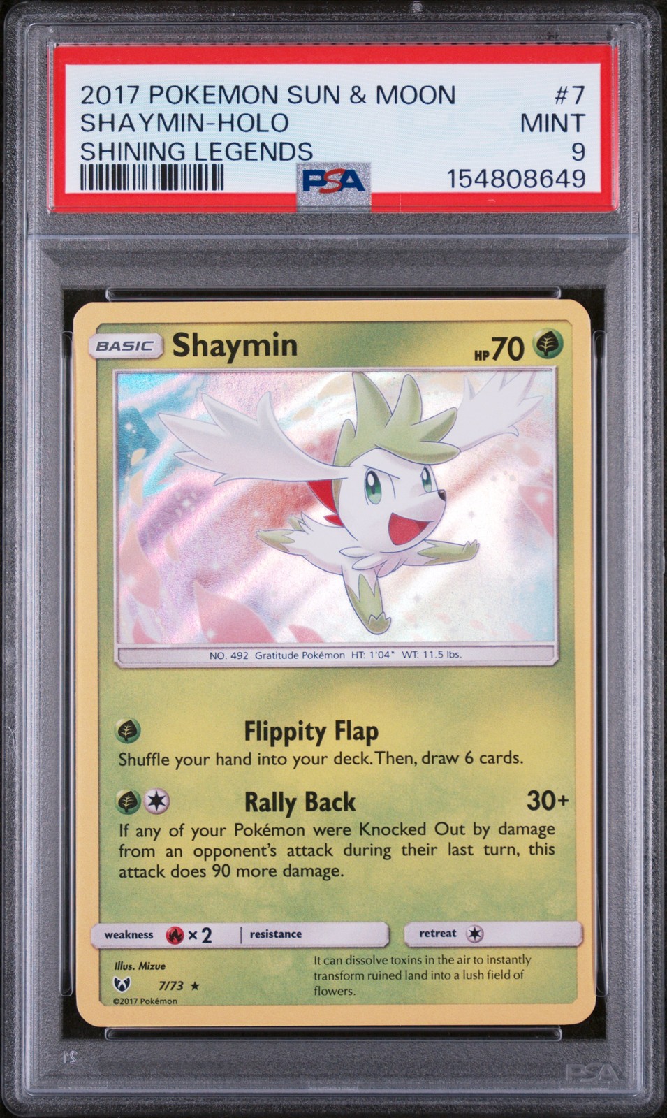 2017 Pokemon Sun & Moon Shining Legends #7 Shaymin-Holo PSA 9