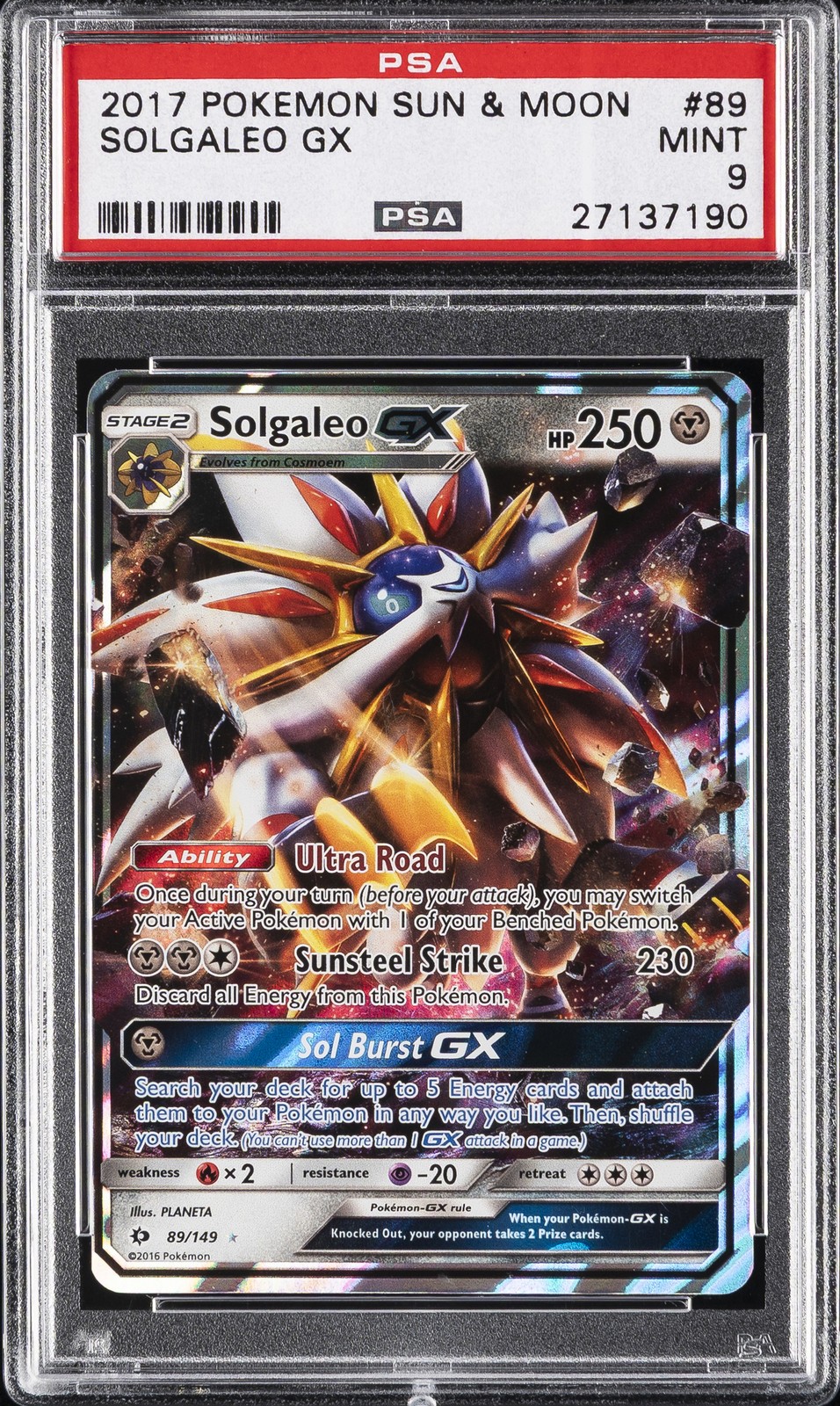 2017 Pokemon Sun & Moon #89 Solgaleo GX PSA 9