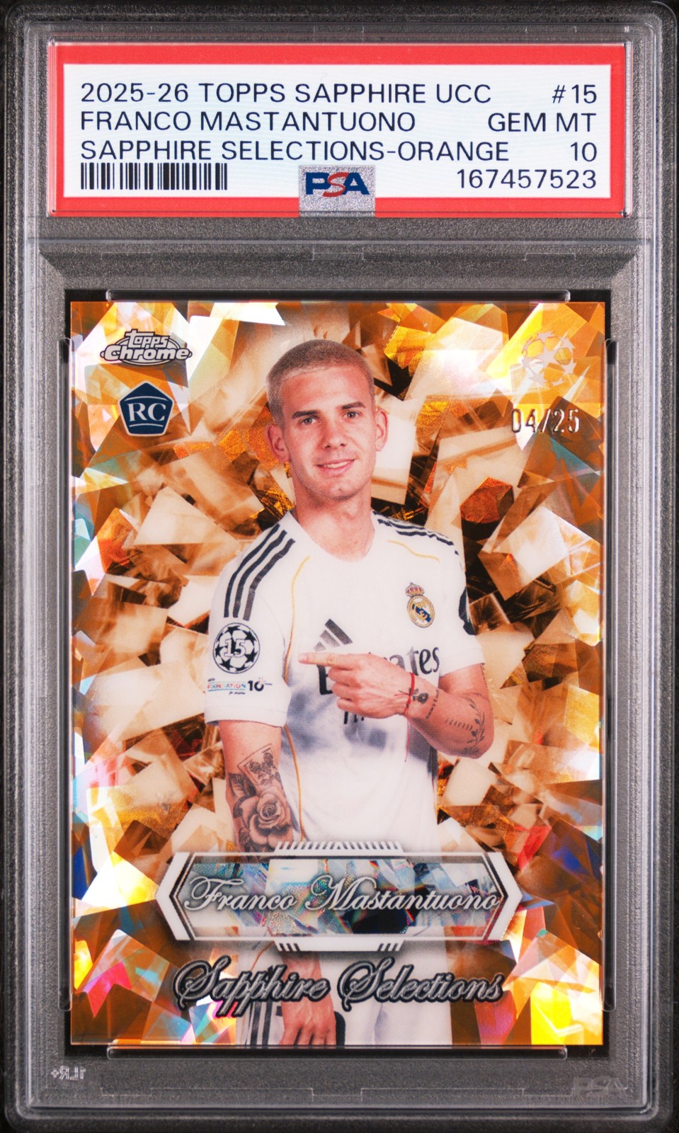 2025-2026 Orange #15 Franco Mastantuono 4/25 PSA 10