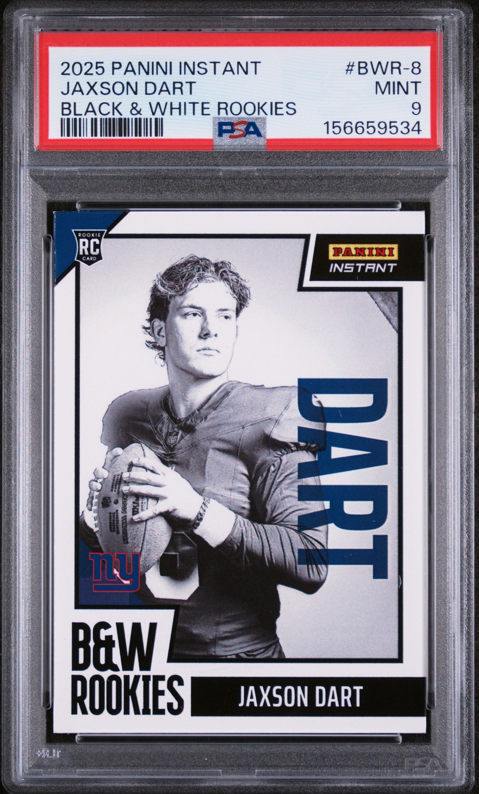 2025 Panini Instant Black & White Rookies #BWR-8 Jaxson Dart PSA 9