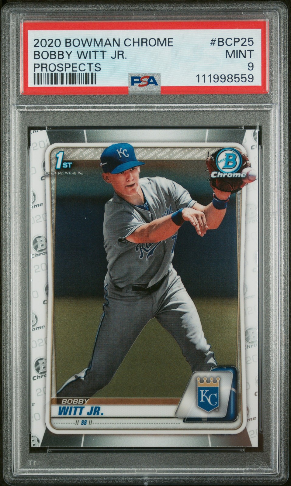2020 Bowman Chrome Prospects #BCP25 Bobby Witt Jr. PSA 9