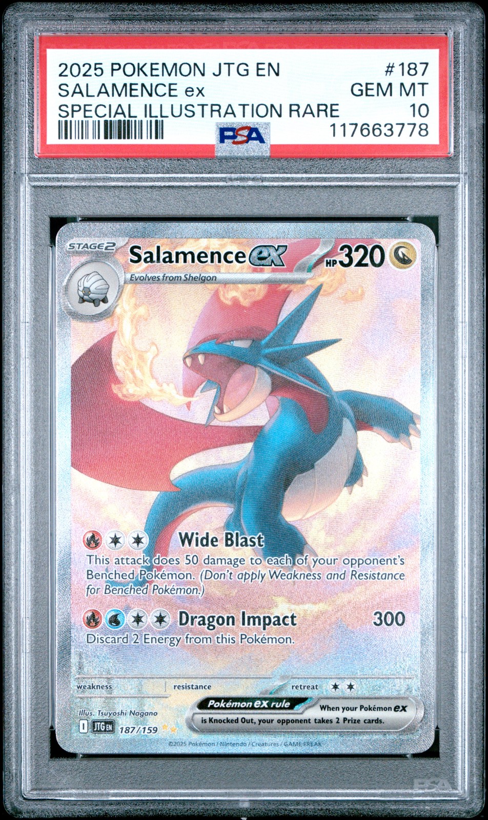 2025 Pokemon Jtg En-Journey Together #187 Salamence EX PSA 10